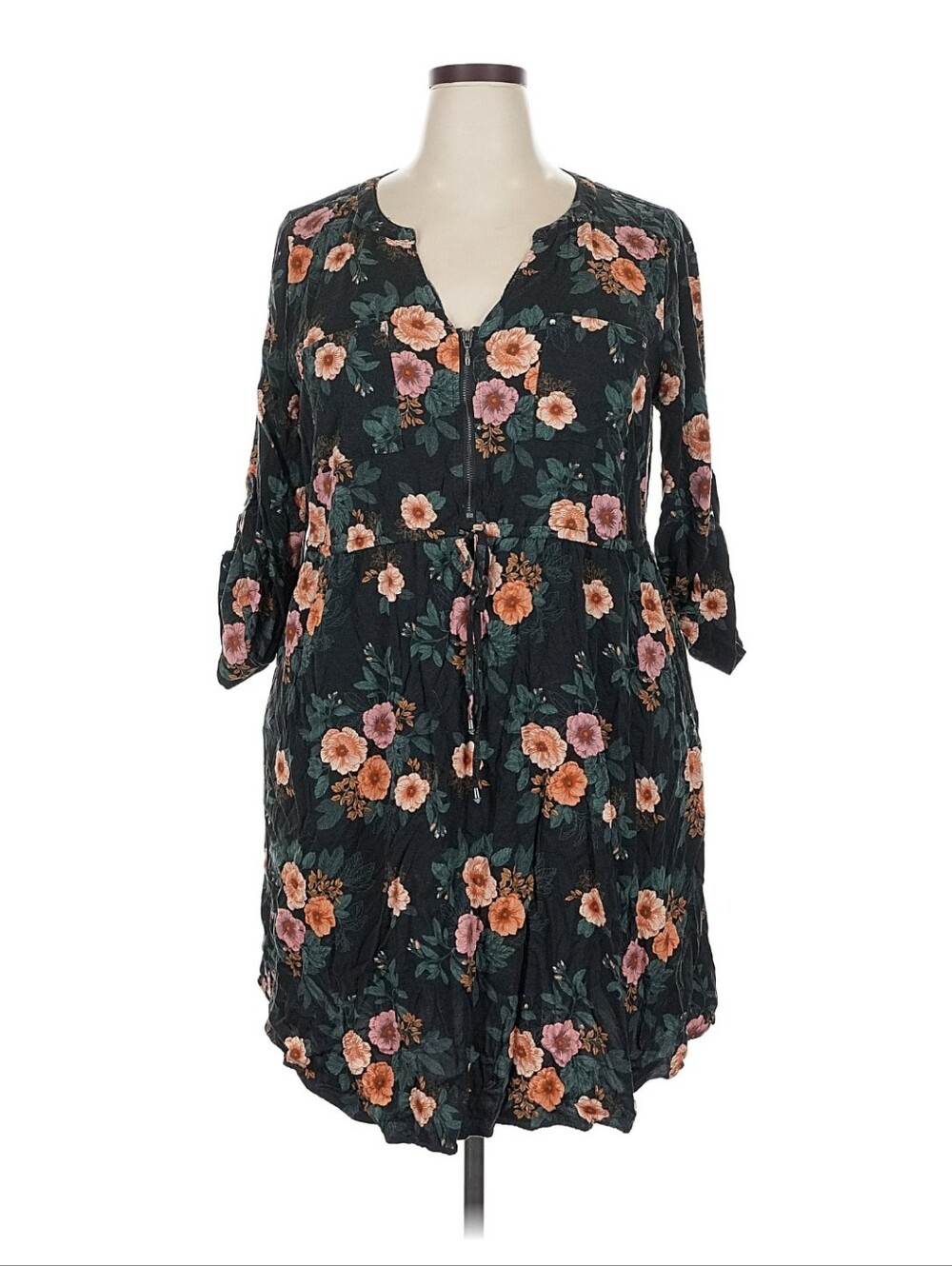 torrid Black Dress with Pink and Peach Floral Print